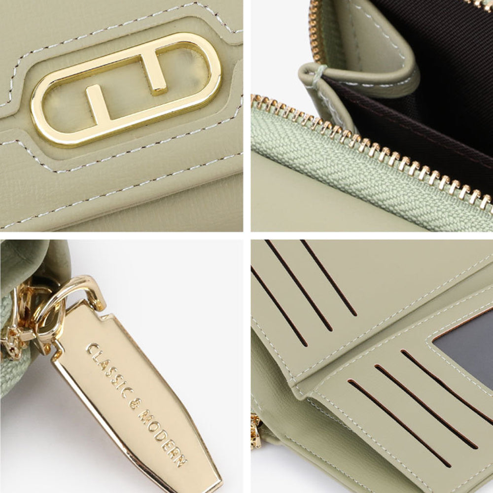TAILIAN T2713-015 Leather Trifold Ladies Wallets Coin Zipper Long Purse TAILIAN T2713-015 Leather Trifold Ladies Wallets Coin Zipper Long Purse